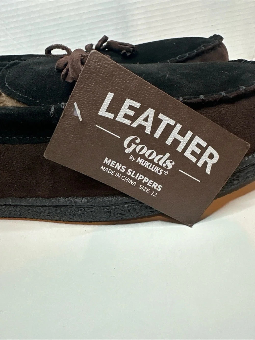 Muk Luks Men's Black and Brown Suede Tassel Slip-Ons